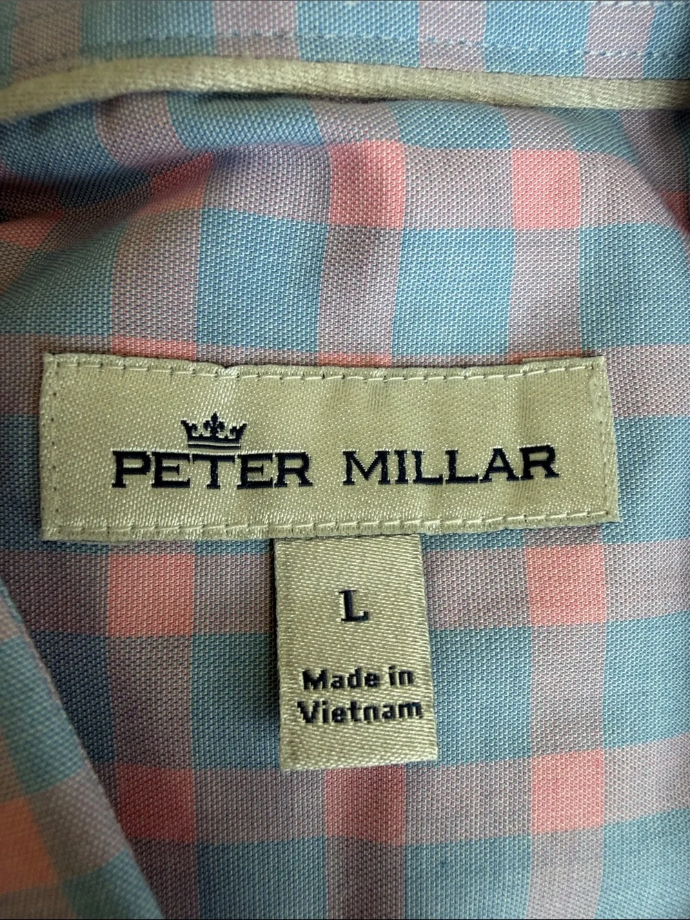 Peter Millar Pastel Pink and Light Blue Checked Button-Down Shirt